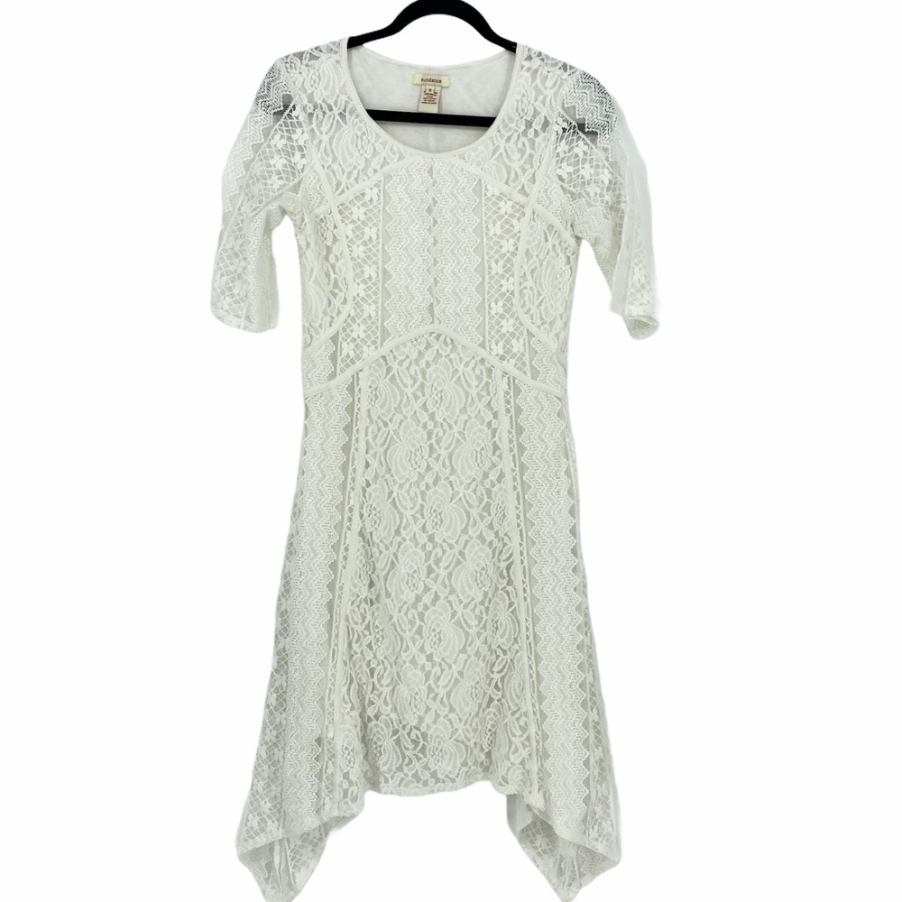 Sundance white lace trapeze dress size 8